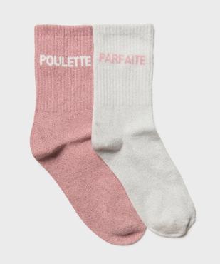 Chaussettes montantes à message fille vue1 - GEMO (ENFANT) - GEMO