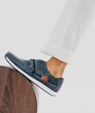 Chaussures bateau homme confort dessus en cuir uni et à scratch vue1 - G'FLEX GEMO FOR GOOD - GEMO