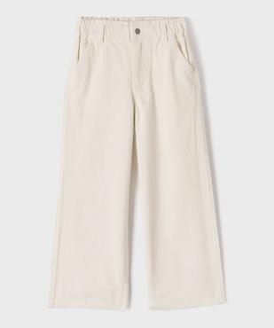 Pantalon large en velours côtelée à taille élastique réglable fille vue1 - GEMO (ENFANT) - GEMO
