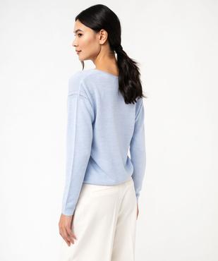Pull à col V finitions roulottées femme vue3 - GEMO(FEMME PAP) - GEMO