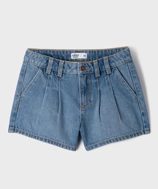 Short en jean à pinces avec taille ajustable fille vue1 - GEMO 4G FILLE - GEMO