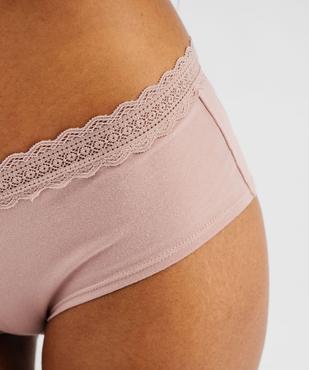 Shorty uni en coton stretch avec ceinture en dentelle femme (lot de 2) vue5 - GEMO 4G FEMME - GEMO