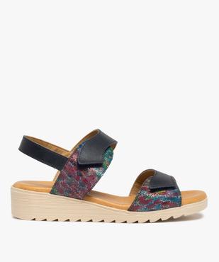 Sandales femme confort à brides scratch en cuir vue1 - GEMO (CASUAL) - GEMO
