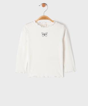 Tee-shirt manches longues à motif brodé et finitions froncées bébé fille vue1 - GEMO 4G BEBE - GEMO