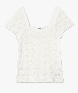 Pull manches courtes en maille ajourée et col carré femme vue4 - GEMO(FEMME PAP) - GEMO
