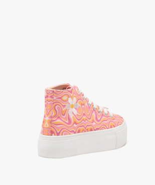 Baskets femme en toile montantes à semelle compensée style baba cool vue5 - GEMO 4G FEMME - GEMO