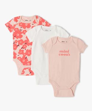 Body bébé fille à manches courtes (lot de 3) vue1 - GEMO 4G BEBE - GEMO