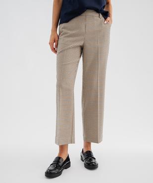 Pantalon de tailleur 7/8e droit à carreaux femme - LuluCastagnette vue1 - LULUCASTAGNETTE - GEMO