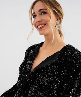 Veste courte en velours à sequins femme vue2 - GEMO(FEMME PAP) - GEMO