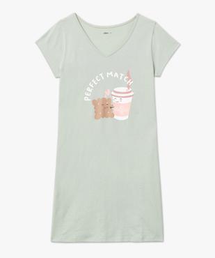Chemise de nuit imprimée à manches courtes femme vue4 - GEMO 4G FEMME - GEMO