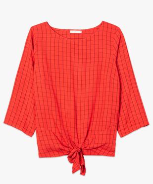 Blouse femme à carreaux manches 3/4 et nœud devant vue4 - GEMO(FEMME PAP) - GEMO