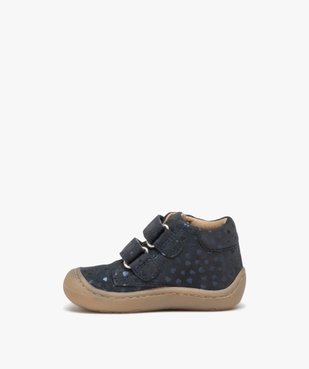 Chaussures premiers pas bébé fille unies avec double scratch à motif petits coeurs - NA! vue3 - NA! - GEMO