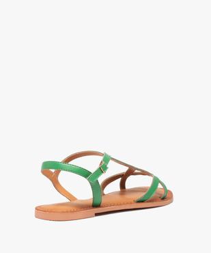 Sandales femme à talon plat et fines brides en cuir uni vue4 - GEMO (CASUAL) - GEMO