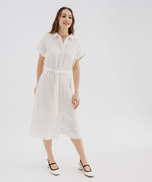 Robe chemise longue à manches courtes en gaze de coton femme vue3 - GEMO(FEMME PAP) - GEMO