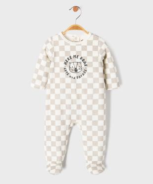 Pyjama en velours à motifs damiers bébé garçon vue1 - GEMO 4G BEBE - GEMO