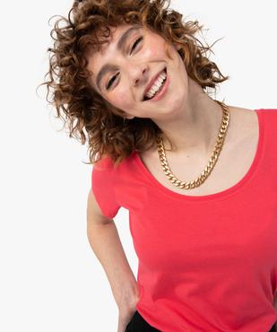 Tee-shirt femme à manches courtes avec grand col rond vue2 - GEMO(FEMME PAP) - GEMO