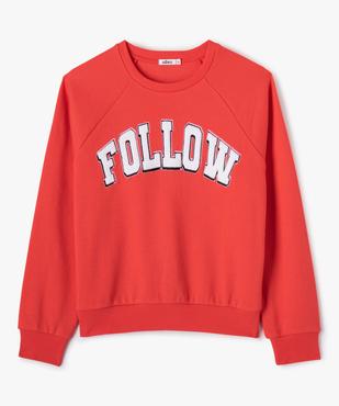 Sweat fille avec inscription brodée en relief vue1 - GEMO (JUNIOR) - GEMO