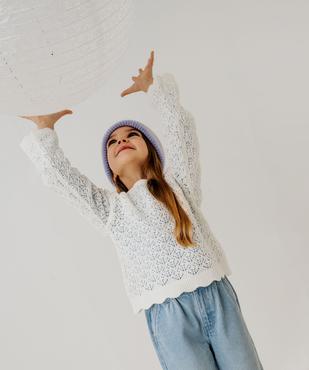 Pull en maille ajourée avec finitions dentelées fille vue5 - GEMO (ENFANT) - GEMO