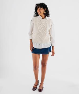 Pull sans manches à grosse maille torsadée femme - LuluCastagnette vue4 - LULUCASTAGNETTE - GEMO