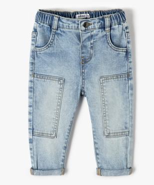 Jean bébé garçon délavé coupe carotte vue1 - GEMO 4G BEBE - GEMO