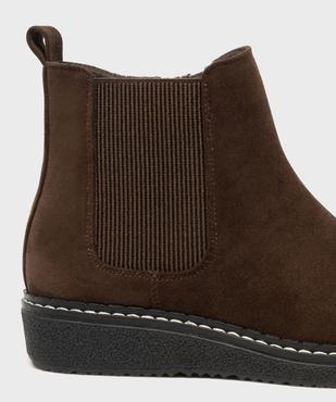 Boots en suédine avec doublure chaude et élastique latéral femme - G'flex vue6 - G'FLEX - GEMO
