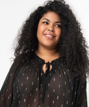 Blouse femme grande taille en voile imprimé brillant et smocks vue2 - GEMO (G TAILLE) - GEMO