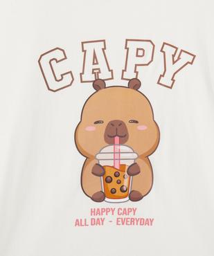 Tee-shirt manches courtes oversize imprimé fille - Capyfun vue3 - CAPYFUN - GEMO