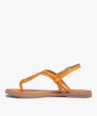 Sandales femme à talon plat et brides tressées en cuir vue3 - GEMO (CASUAL) - GEMO