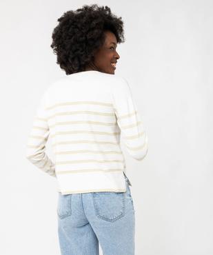 Pull fin à rayures pailletées avec boutons sur l’épaule femme vue3 - GEMO 4G FEMME - GEMO