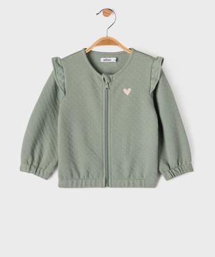Sweat zippé avec volants sur les épaules bébé fille vue1 - GEMO(BEBE DEBT) - GEMO