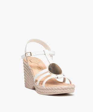 Sandales femme dessus cuir et bijou métallique - Tanéo vue2 - TANEO - GEMO