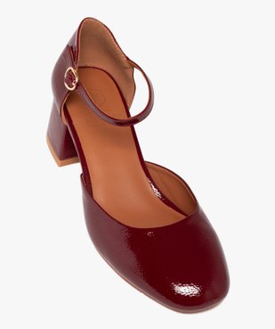 Escarpins femme vernis à talon carré avec bride cheville à boucle vue5 - FOLLOW ME - GEMO