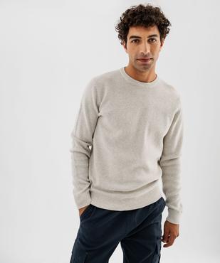 Pull col rond en coton uni homme vue6 - GEMO (HOMME) - GEMO