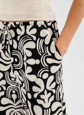 Pantalon ample en matière texturée avec ceinture élastique femme vue4 - GEMO 4G FEMME - GEMO