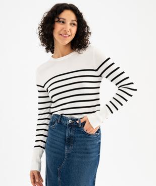 Pull fin à rayures en viscose femme vue1 - GEMO 4G FEMME - GEMO