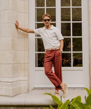 Pantalon à pinces en coton et lin homme vue5 - GEMO (HOMME) - GEMO