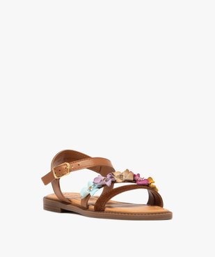 Sandales fille avec brides en cuir avec fleurs fantaisie - Taneo vue2 - TANEO GEMO FOR GOOD - GEMO