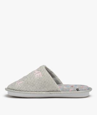 Chaussons femme mules plates brodées Home & Chill vue3 - GEMO(HOMWR FEM) - GEMO