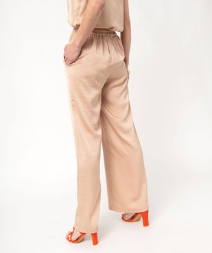Pantalon large et fluide taille haute en satin femme vue3 - GEMO(FEMME PAP) - GEMO