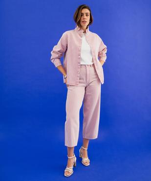 Surchemise en jean rayé à col victorien femme vue7 - GEMO 4G FEMME - GEMO