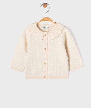 Gilet brassière en maille fantaisie avec col Claudine bébé fille vue1 - GEMO(BB COUCHE) - GEMO