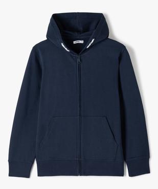 Sweat garçon uni à capuche avec fermeture zippée vue1 - GEMO (JUNIOR) - GEMO