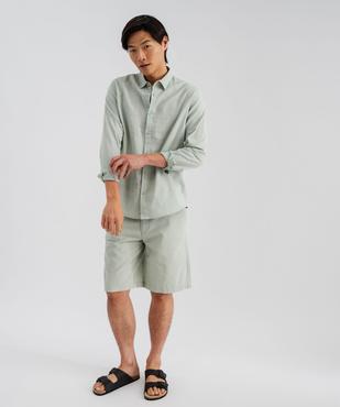 Bermuda en lin et coton coupe regular homme vue4 - GEMO 4G HOMME - GEMO