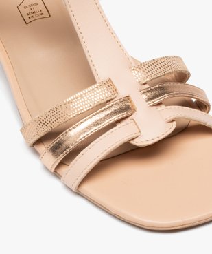 Sandales femme à petit talon carré et à fines lanières en cuir - T vue6 - TANEO - GEMO