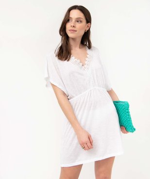 Robe de plage femme avec col en dentelle vue1 - GEMO (PLAGE) - GEMO