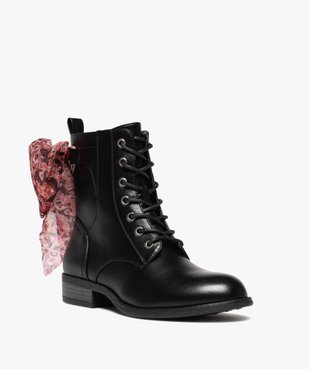 Bottines femme à lacets et à zip avec foulard fantaisie vue3 - GEMO (CASUAL) - GEMO