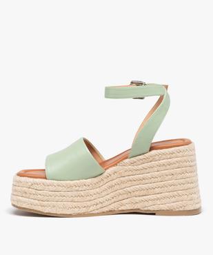 Sandales femme plateforme compensées à brides unies vue4 - GEMO(URBAIN) - GEMO