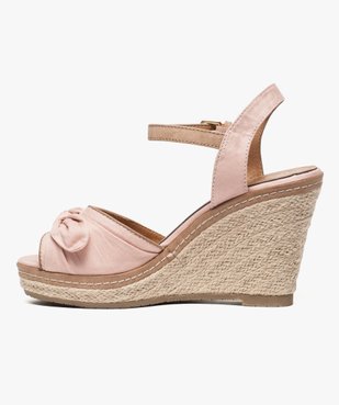 Sandales femme avec noeud et talon compensé en corde  vue3 - GEMO(URBAIN) - GEMO
