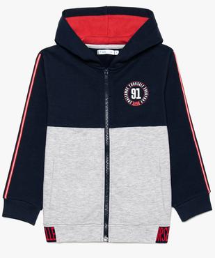 Sweat à capuche zippé bicolore garçon  vue2 - GEMO (ENFANT) - GEMO