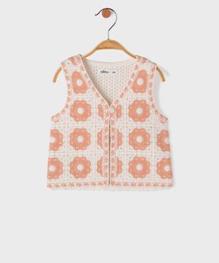 Gilet sans manches brodé bébé fille vue1 - GEMO(BEBE DEBT) - GEMO